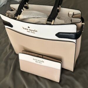 Kate Spade Cream and Black Satchel Set